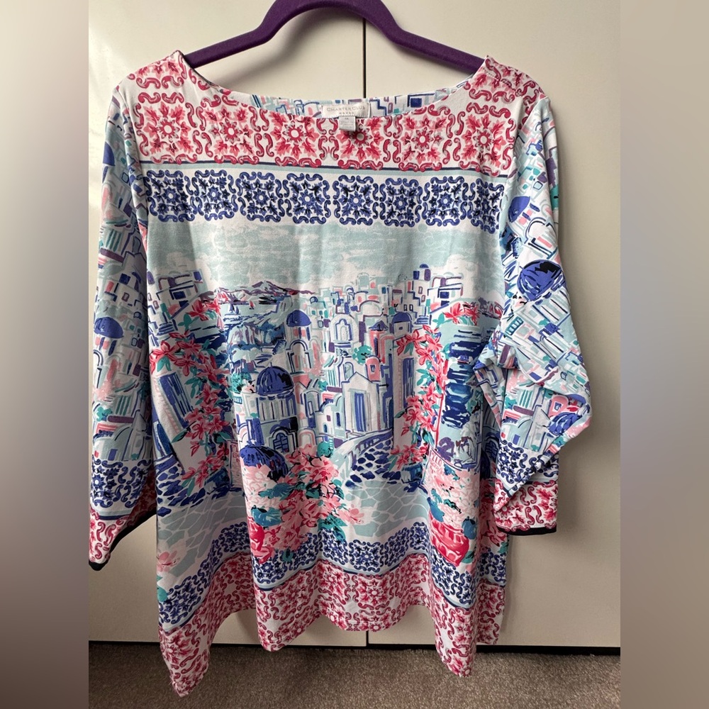Charter Club Multicolor Scenic Print Blouse